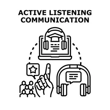 Active listening communication concept for successful learning 스톡 일러스트