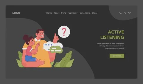 Active listening concept. Flat vector illustration Stock Illustration