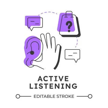 Active listening modern linear concept icon Illustration