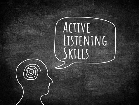 Active listening skills method concept. Stock Photos