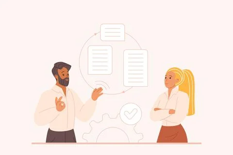 Active listening soft communication skill, people listen, talk in effective Stock Illustration