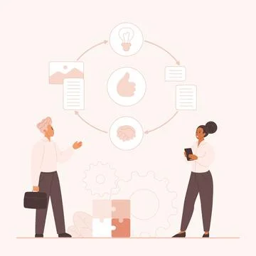 Active listening soft skill, customer feedback, loop of conversation Stock Illustration