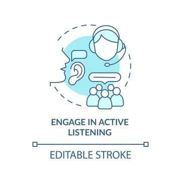 Active listening turquoise concept icon 스톡 일러스트