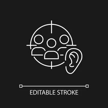 Active listening white linear icon for dark theme Stock Illustration