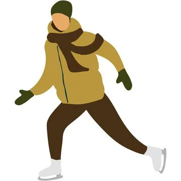 Active man ice skater vector cartoon icon 库存插图