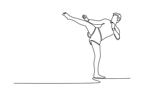 Active man practicing thai boxing at fitness gym Stockillustratie