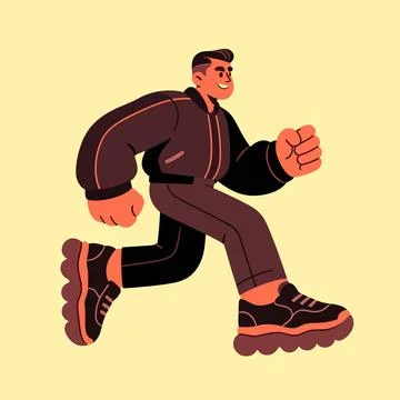 Active Man Running in Casual Jacket and Sneakers Stock Illustration