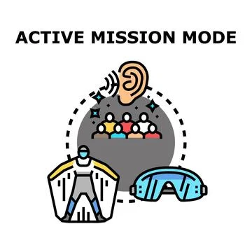 Active mission mode for team communication and skydiving operation Stock Illustration