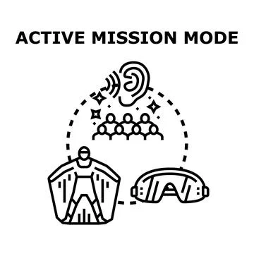 Active mission mode for team communication and skydiving operation Stock Illustration