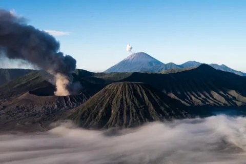 Active Mount Bromo - Java, Indonesia Stock Photos