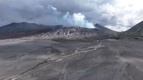Active Mount Bromo Volcano Smoking in Tengger Caldera East Java Indonesia Video stock 344891981