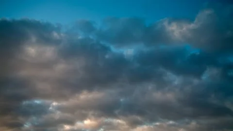 Active movement of clouds across the blue evening sky. Time lapse. Stock Footage 163409743
