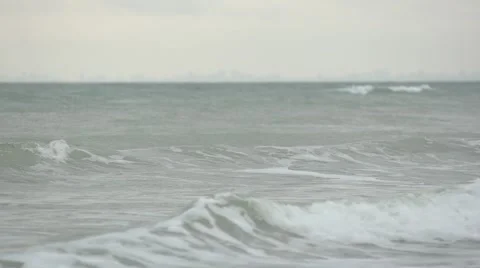 Active movement of the sea waves. Slow motion. Stock Footage 52995299