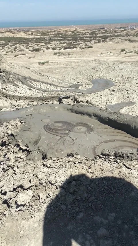 Active mud volcanoes landscape in Gobustan Azerbaijan  Stock Footage 339270039