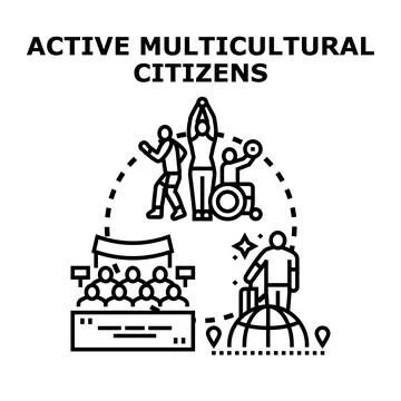 Active multicultural citizens concept vector illustration Stock Illustration