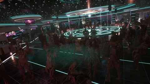 Active Night Life Of Robots Dancing At Sci-fi Club Party 15 Stock Footage 167747596