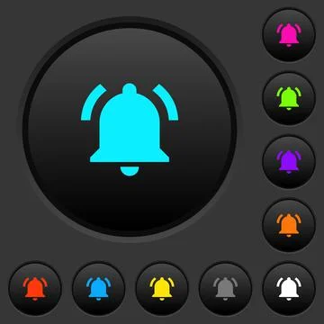 Active notification dark push buttons with color icons Stock Illustration