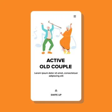 Active Old Couple Dancing Dance Funny Time Vector Stock Illustration