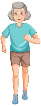 Active old woman doing exercise Stock Illustration