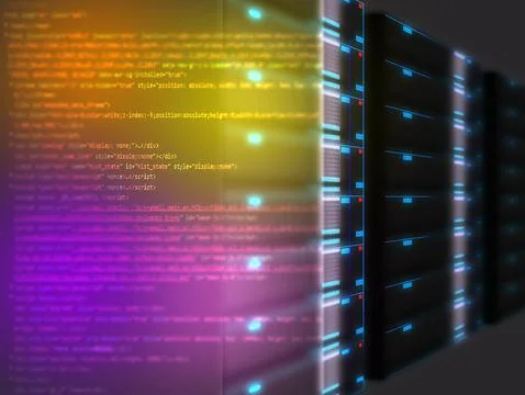 Active online servers in server center, big data cloud computing technology Stockillustratie