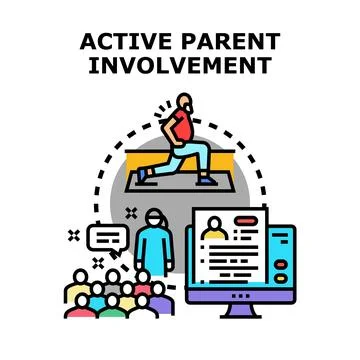 Active parent involvement concept integrating education fitness community 스톡 일러스트