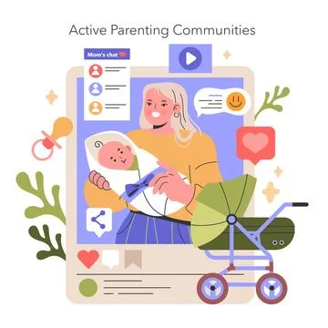 Active Parenting Communities illustration. Vector illustration. Illustrazione stock