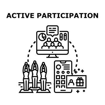 Active participation in online virtual events and fitness classes Stock Illustration