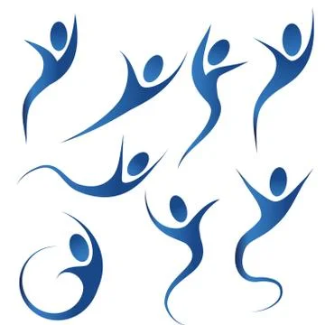 Active people in blue Stock Illustration