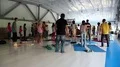 Active people doing sport, trains in gym HD Footage