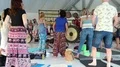 Active people makes dancing moves in group classes in gym HD Footage