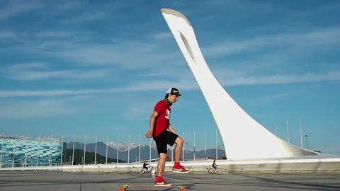 Active people in Olympic Park in Sochi, Russia Stock Footage 124253700