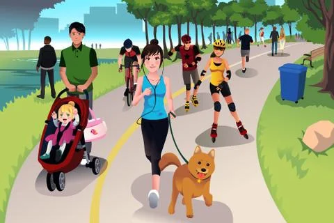 Active people in a park Ilustração Stock