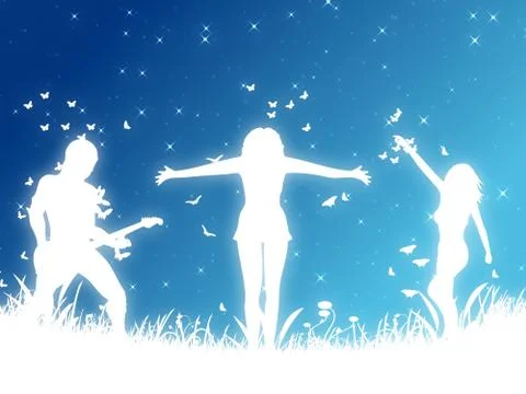 Active people silhouettes Stock Illustration