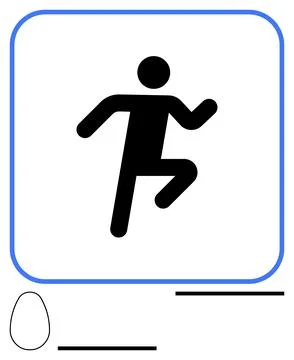 Active Person Icon in Motion with Dynamic Elements and Minimalist Design 스톡 일러스트