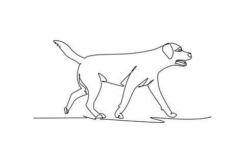 Active pet dog walking forward with open mouth and wagging tail Ilustração Stock