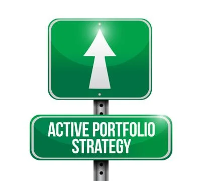 Active portfolio strategy road sign illustration design over white Ilustração Stock