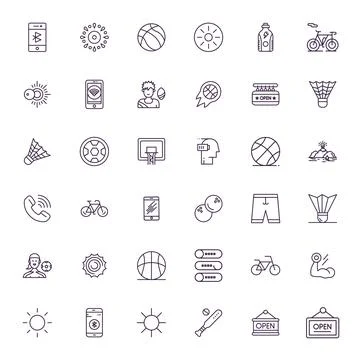 Active Professional Vector Set with 36 Bold Line Detail Enhanced 64x64 Icons Stock Illustration