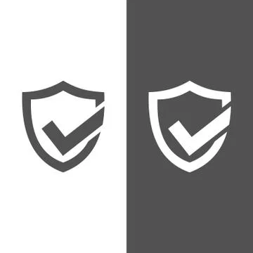 Active protection shield icon on black and white background Stock Illustration