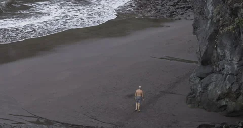 Active recreation on the black beach, Madeira 4K Stock Footage 246479461