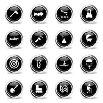 Active recreation icon set Stock Illustration
