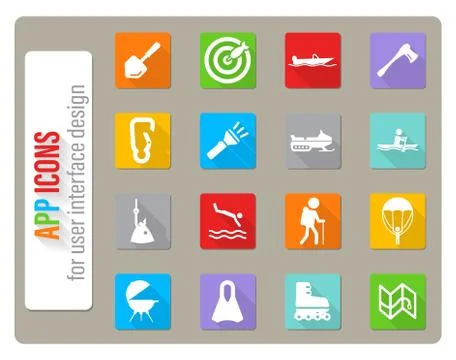 Active recreation icon set Stock Illustration