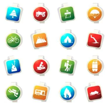 Active recreation icons Illustrazione stock