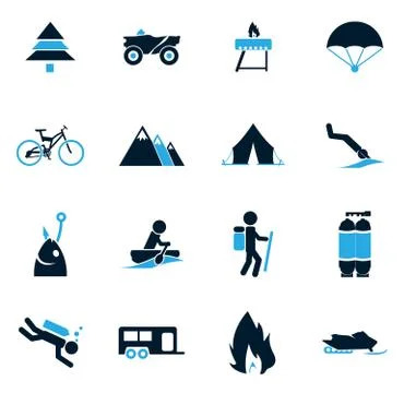 Active recreation icons Illustrazione stock