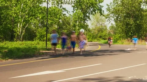 Active recreation in the park, Time Lapse, Long Exposure Stock Footage 22333711