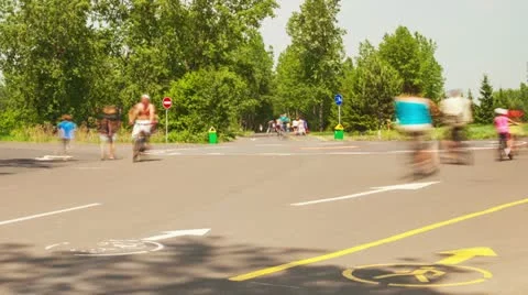 Active recreation in the park, Time Lapse, Long Exposure Stock Footage 22412207