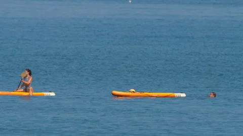 Active recreation on SUP boarding Video stock 277102182