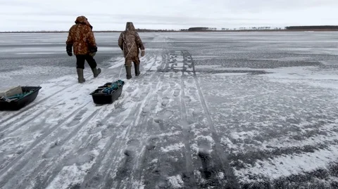 Active rest on winter fishing-2 Stock Footage 124653049