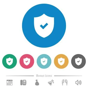 Active security solid flat round icons Stock Illustration