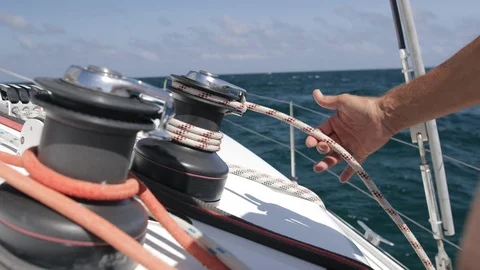 An active senior couple sailing 13 Stock Footage 99328613