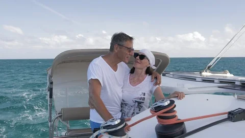 An active senior couple sailing 25 Stock Footage 99332068